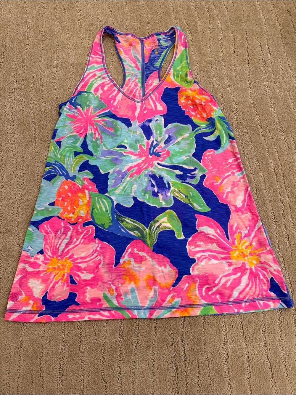 Lilly Pulitzer Bright Floral Racerback Tank - Pink, Blue & Green